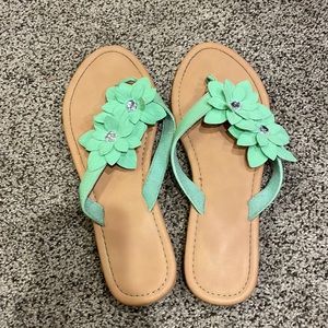 Mint Green Flower Sandals